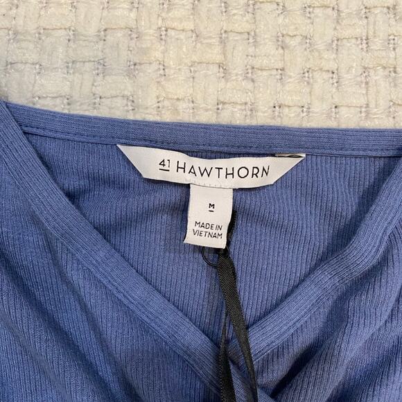 41 Hawthorn Women's Fraidy Knit Blue Surplice Dress Size Medium - Picture 6 of 9